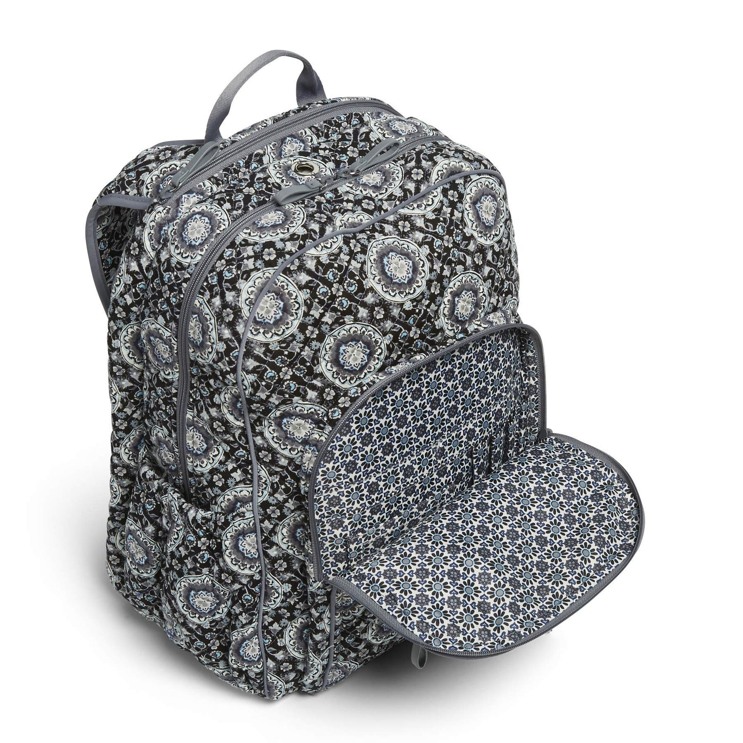 Vera Bradley Women's Cotton Campus Backpack, Charcoal Medallion, One Size