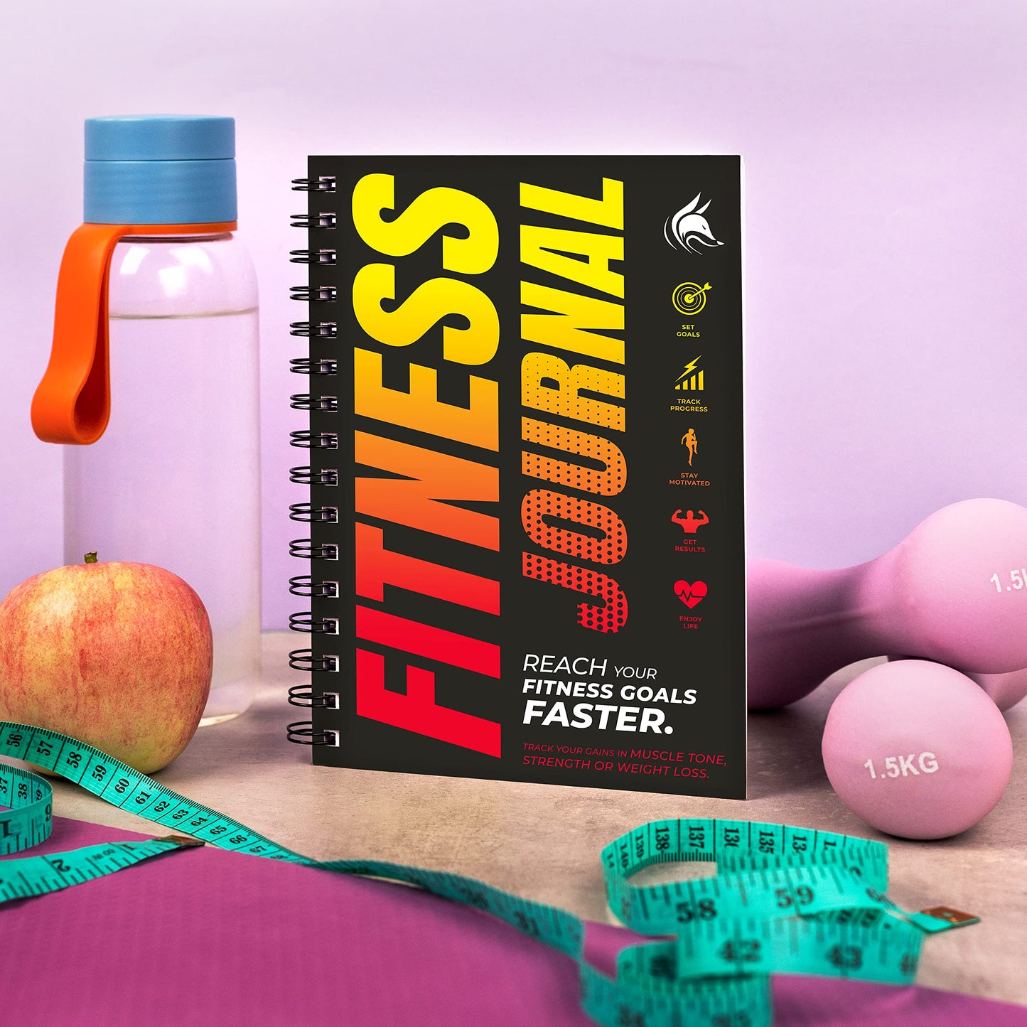 Clever Fox Fitness Journal Workout Log Book - Daily Fitness Planner Workout Journal for Women and Men. Spiral-Bound, Laminated Cover, Thick Pages, A5 (Orange Red)