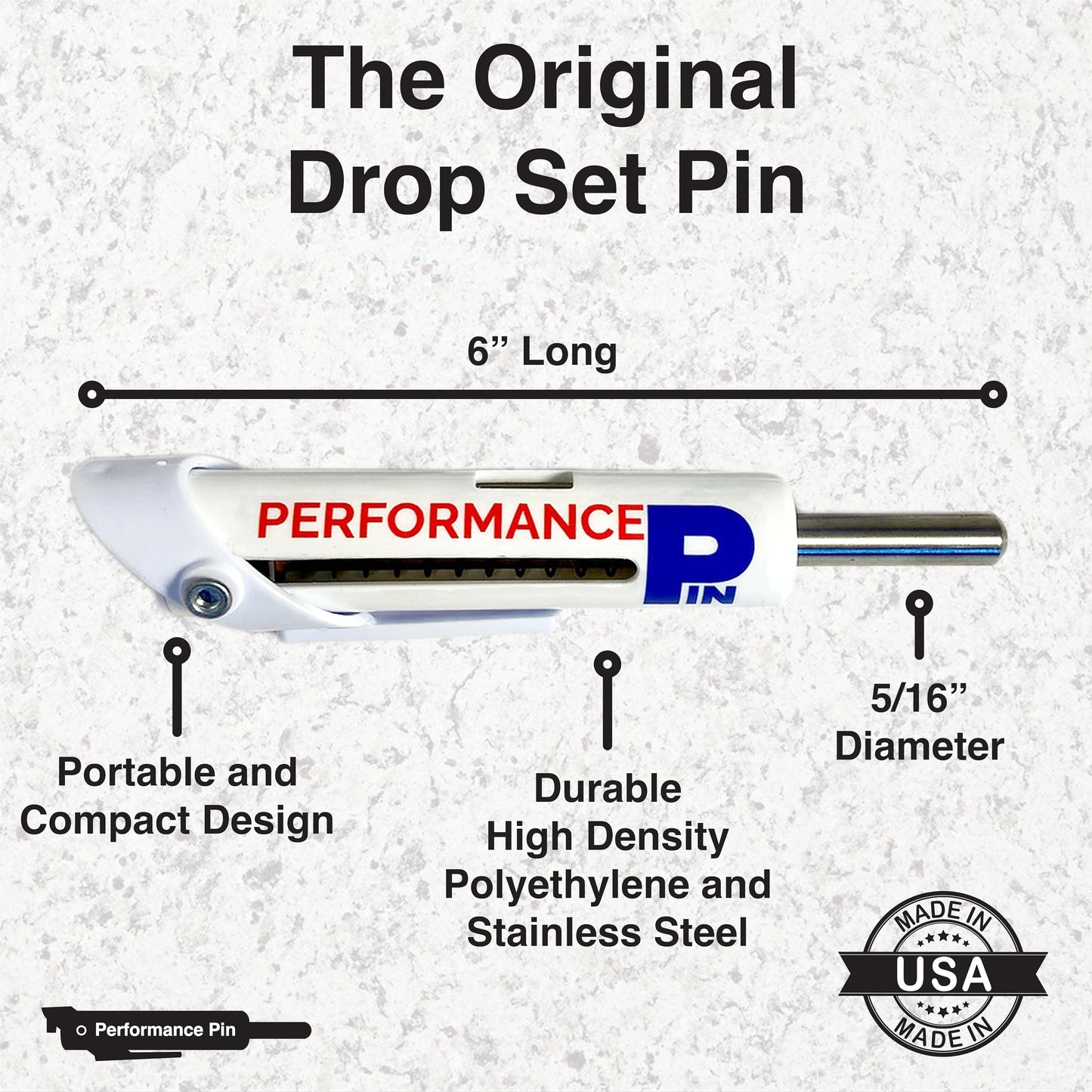 PERFORMANCE PIN The Original Drop Set Pins for Gym | One More Rep with Weight Stack Pins | Instant Transition to Lower Weights for More Reps | Proudly Made in America | 5/16" Pin | White