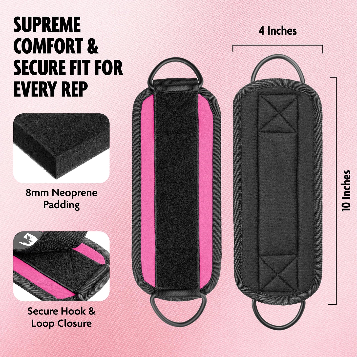 DMoose Ankle Strap for Cable Machine - One Size Fit with Premium Padding, Glute Kickback Ankle Strap, Ankle Cable Straps for Workout, Booty Workout, Leg Extension, Hip Abductors & Lower Body Exercises (pink - pair)