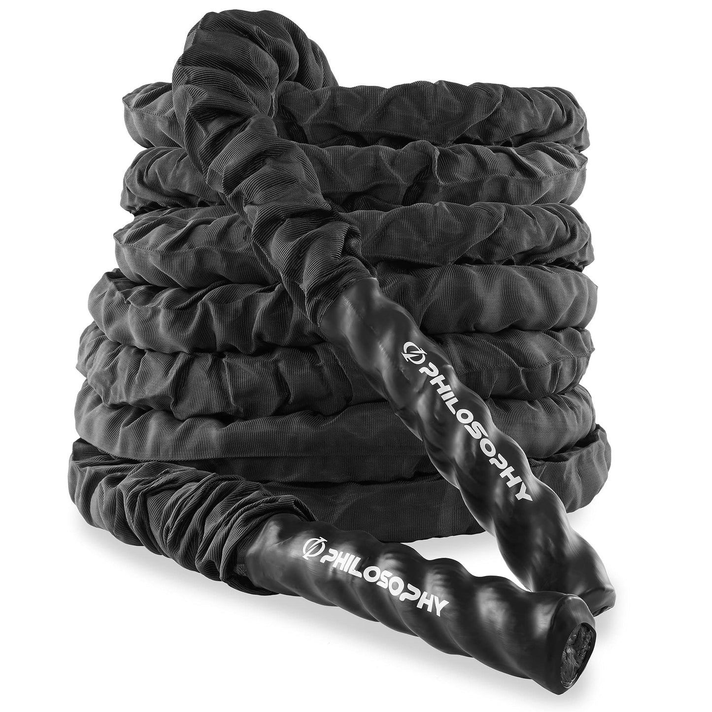 Philosophy Gym 50 Foot Exercise Battle Rope 2 Inch Diameter with Cover and Anchor Kit