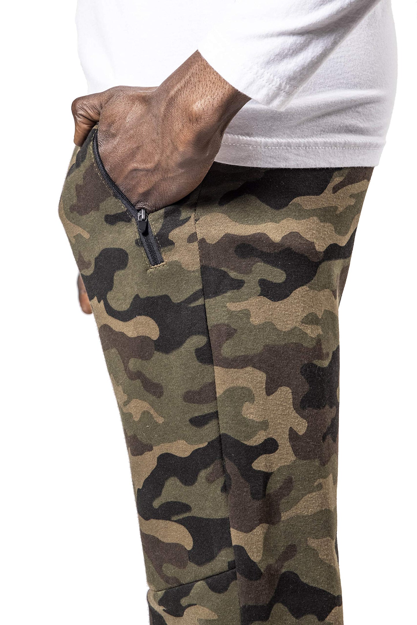 BROOKLYN ATHLETICS Men's Fleece Jogger Pants Active Zipper Pocket Sweatpants, Camo20, Medium
