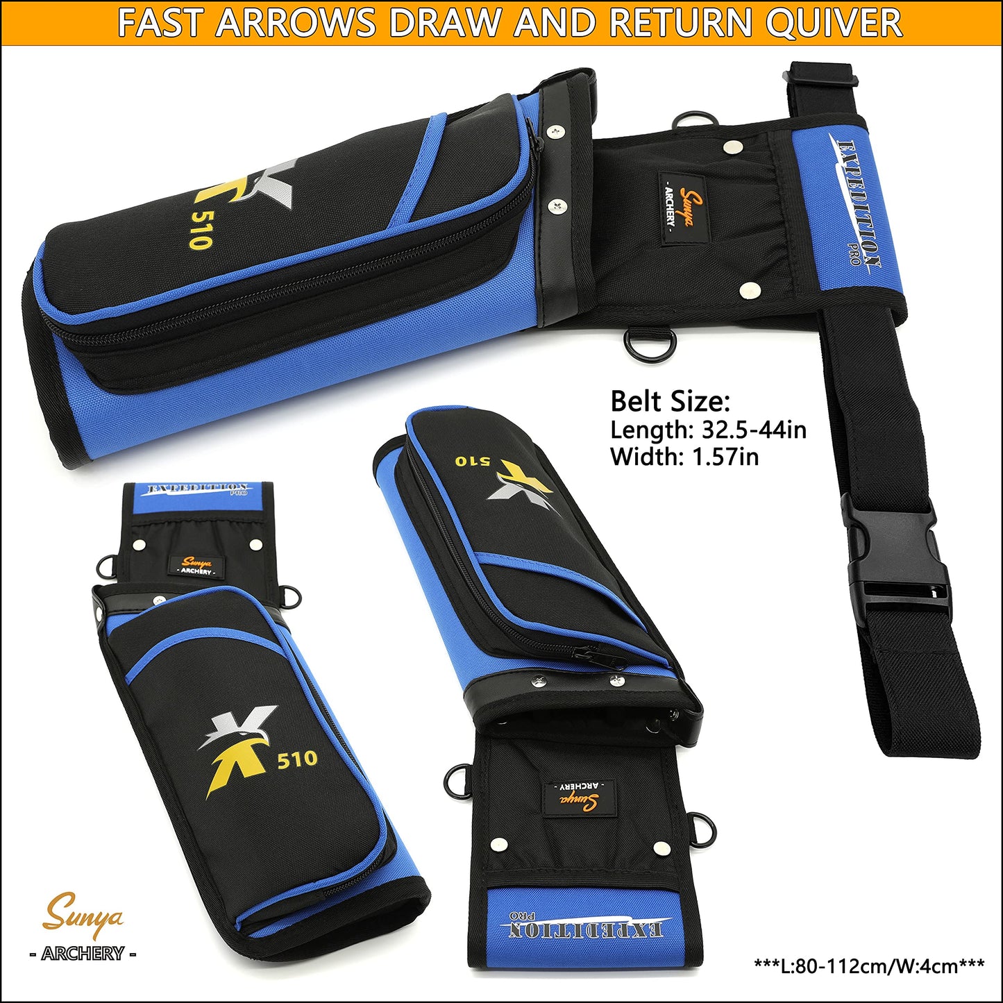 SUNYA Arrow Quiver, Hip Quiver for Compound Bow and Recurve Bow. Bow Quiver for Arrows. Field Archery Quiver - 3 Arrow Holder Slot