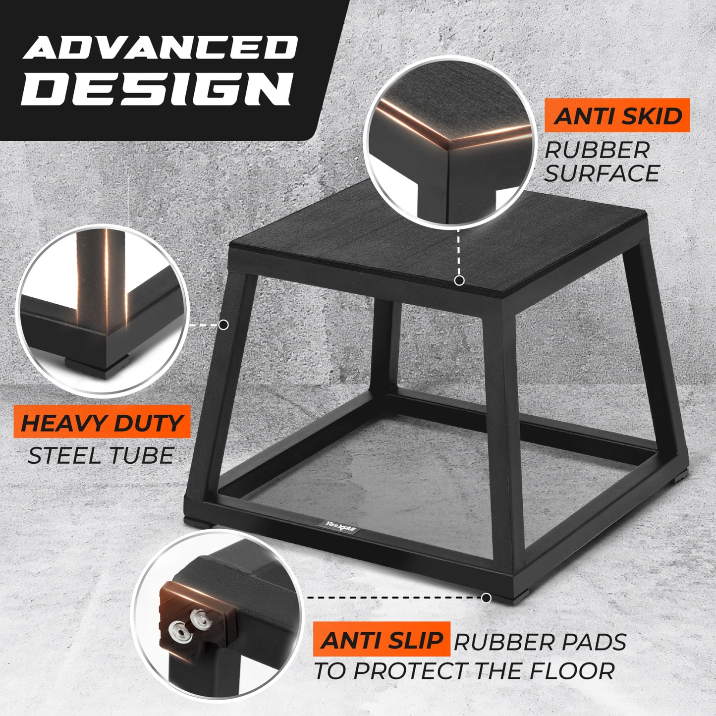 Yes4All Metal Plyo Box, Steel Plyo Box - Sturdy, Anti-Slip, and Ideal for Home Gym Workouts - Choose from 12 or 18 Inches (12 inches)