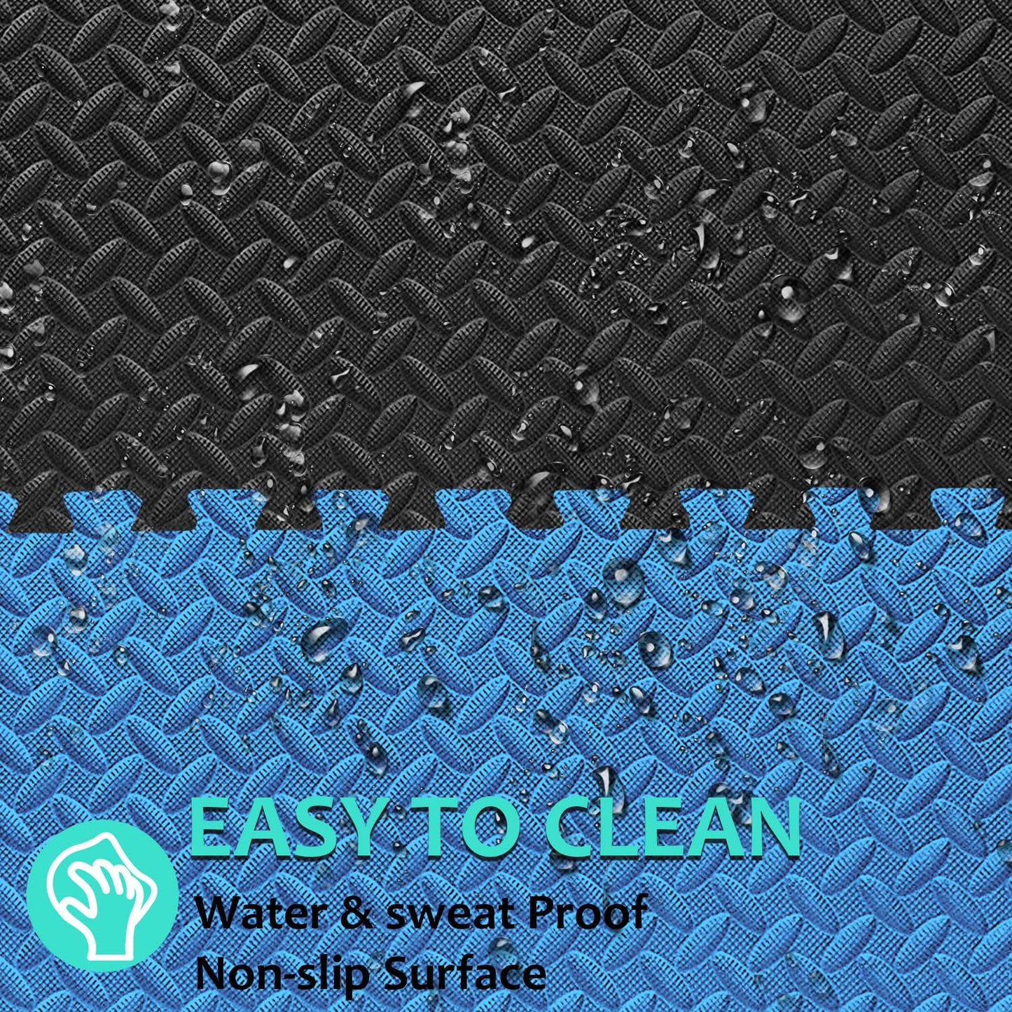 BEAUTYOVO Puzzle Exercise Mat with 12 Tiles Interlocking Foam Gym Mats, 24'' x 24'' EVA Foam Floor Tiles, Protective Flooring Mats Interlocking for Gym Equipment (48 Sq.Ft/12 Tiles - Black&Blue)