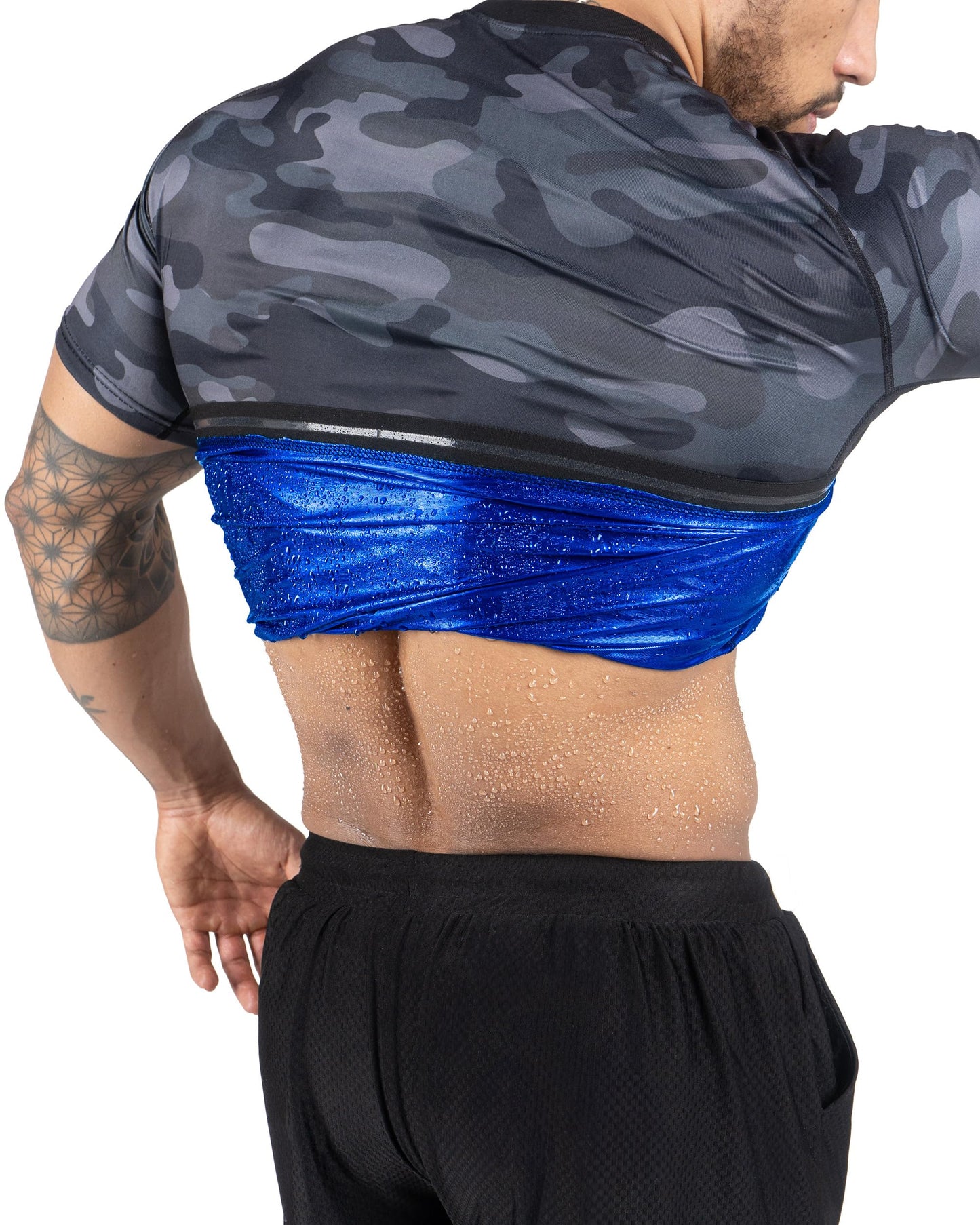 Kewlioo Men's Sauna Suit Shirt - Heat Trapping Sweat Compression Vest, Shapewear Top for Men, Sweat More & Look Great, Gym Workout Exercise Versatile Heat Shaper Jacket (Gray Camo, S)