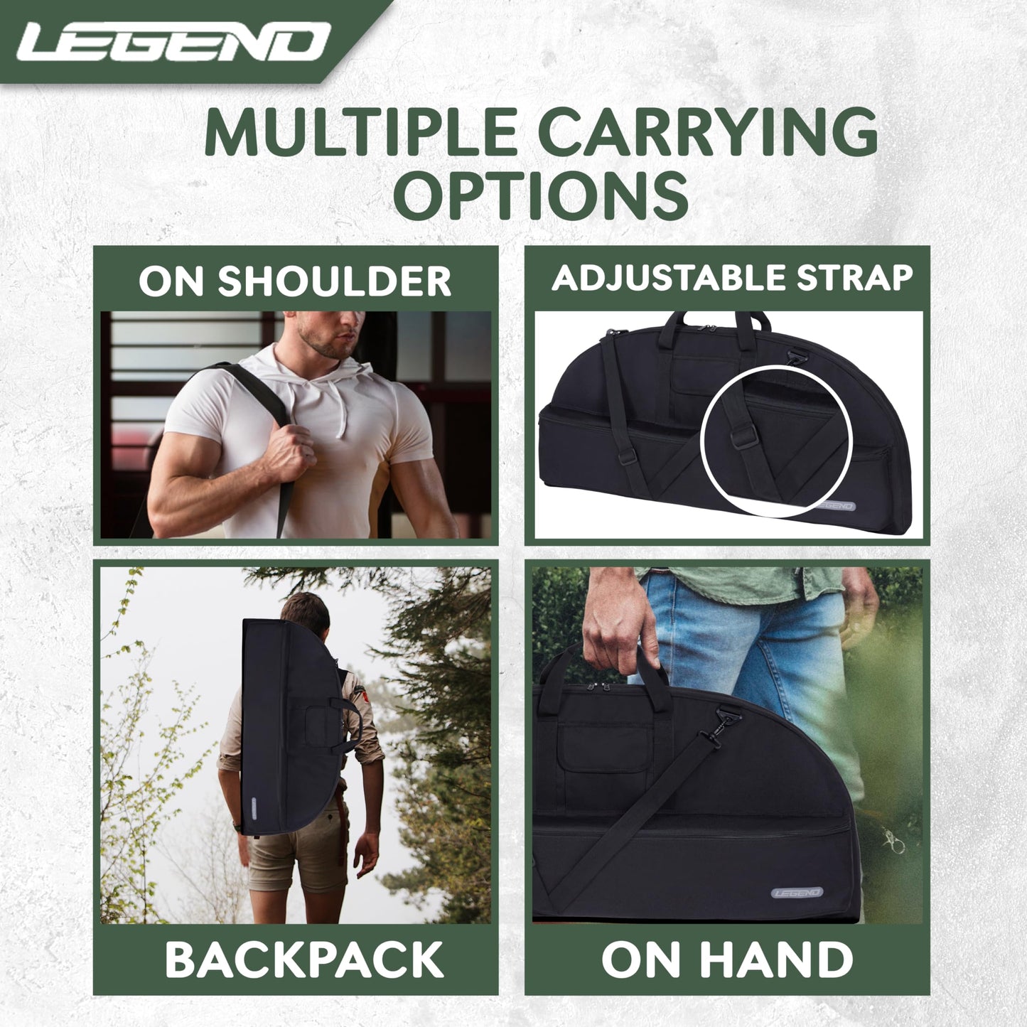 Legend Essential Compound Bow Case - Compound Bow Bag with Arrow Tube Case Pocket & Backpack Straps - Durable Nylon, Soft & Lightweight Design - Archery Accessory Protection - 36" Interior - Black