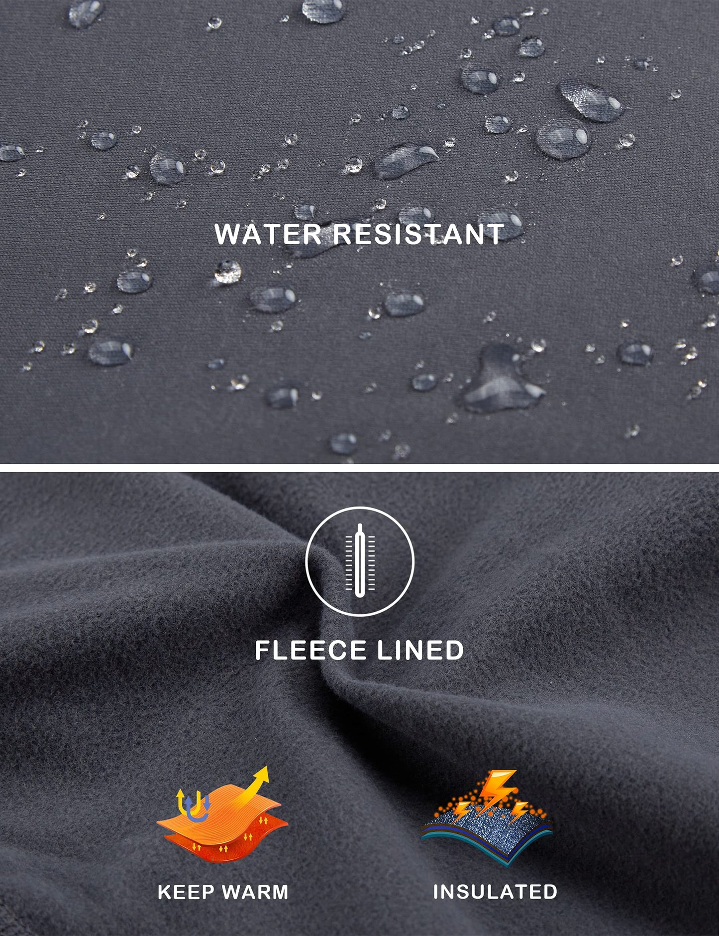 ZUTY Fleece Lined Leggings Women Water Resistant Winter Thermal Warm Hiking Running Leggings with Pockets Plus Size Dark Gray L