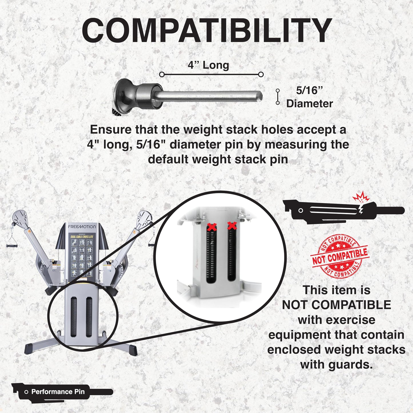 PERFORMANCE PIN The Original Drop Set Pins for Gym | One More Rep with Weight Stack Pins | Instant Transition to Lower Weights for More Reps | Proudly Made in America | 5/16" Pin | White