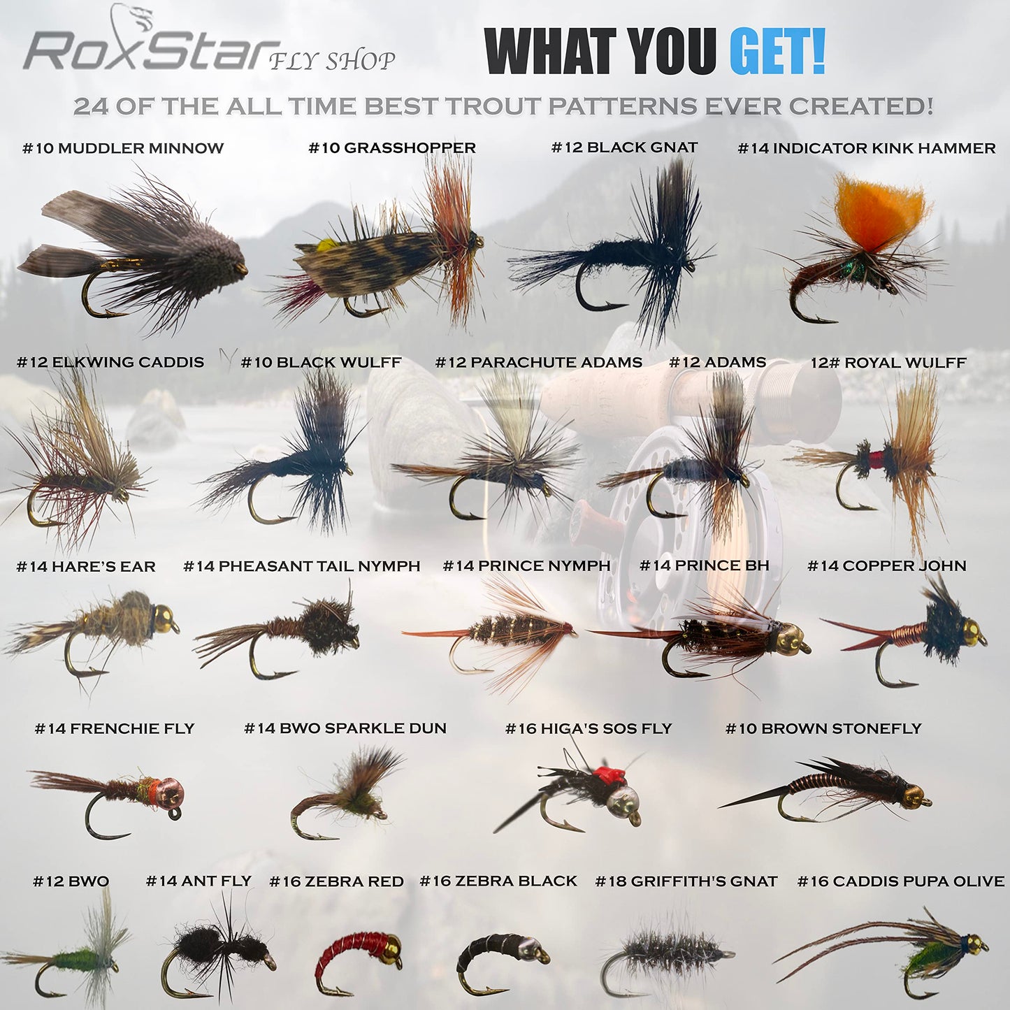 RoxStar Fly Shop Trophy Trout Flies 48pk | Best Wet & Dry Flies for Trout. | Trout Fly Assortment Proven Nationwide to Catch Fish! | Tied in-House Never Outsourced! Proud Partner of Trout Unlimited