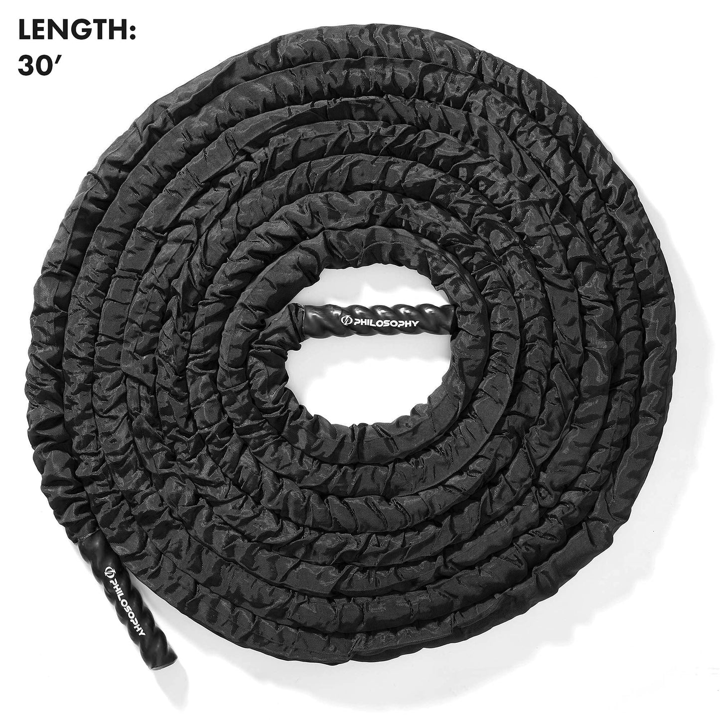 Philosophy Gym 50 Foot Exercise Battle Rope 2 Inch Diameter with Cover and Anchor Kit