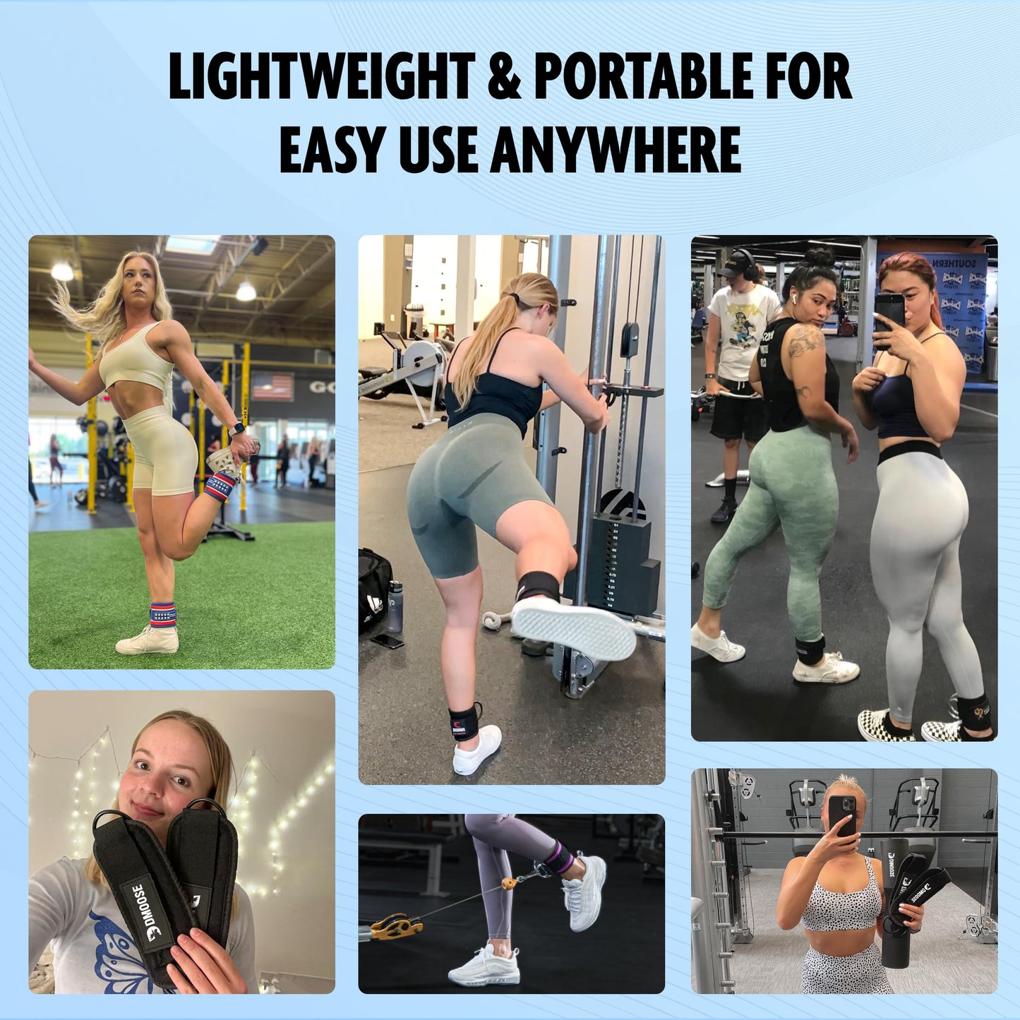 DMoose gym ankle strap for cable machine - One Size Fit with Premium Padding, ankle wraps for cable machine, leg cuffs for gym cable, Booty Workouts, Leg Extension, Hip Abductors
