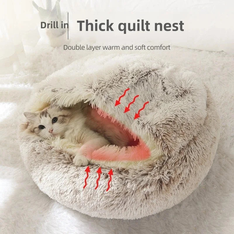 Plush Winter Cat Pet Bed