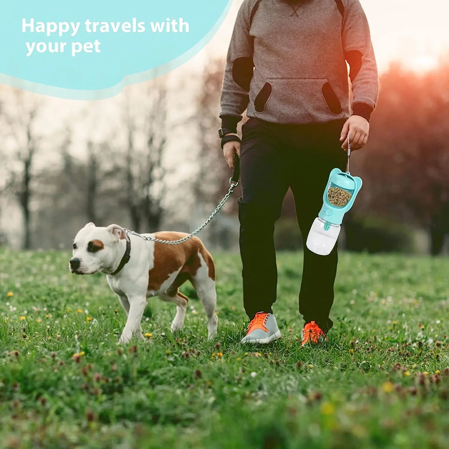 Dog Water Bottle with Food Container