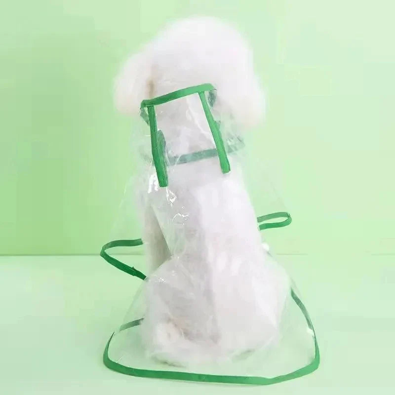 Transparent Hooded Dog Raincoat
