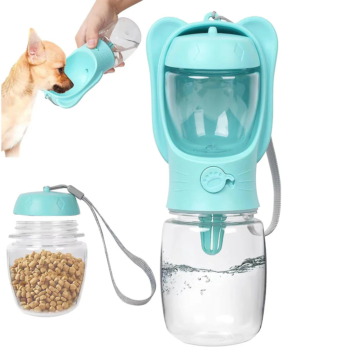 Dog Water Bottle with Food Container