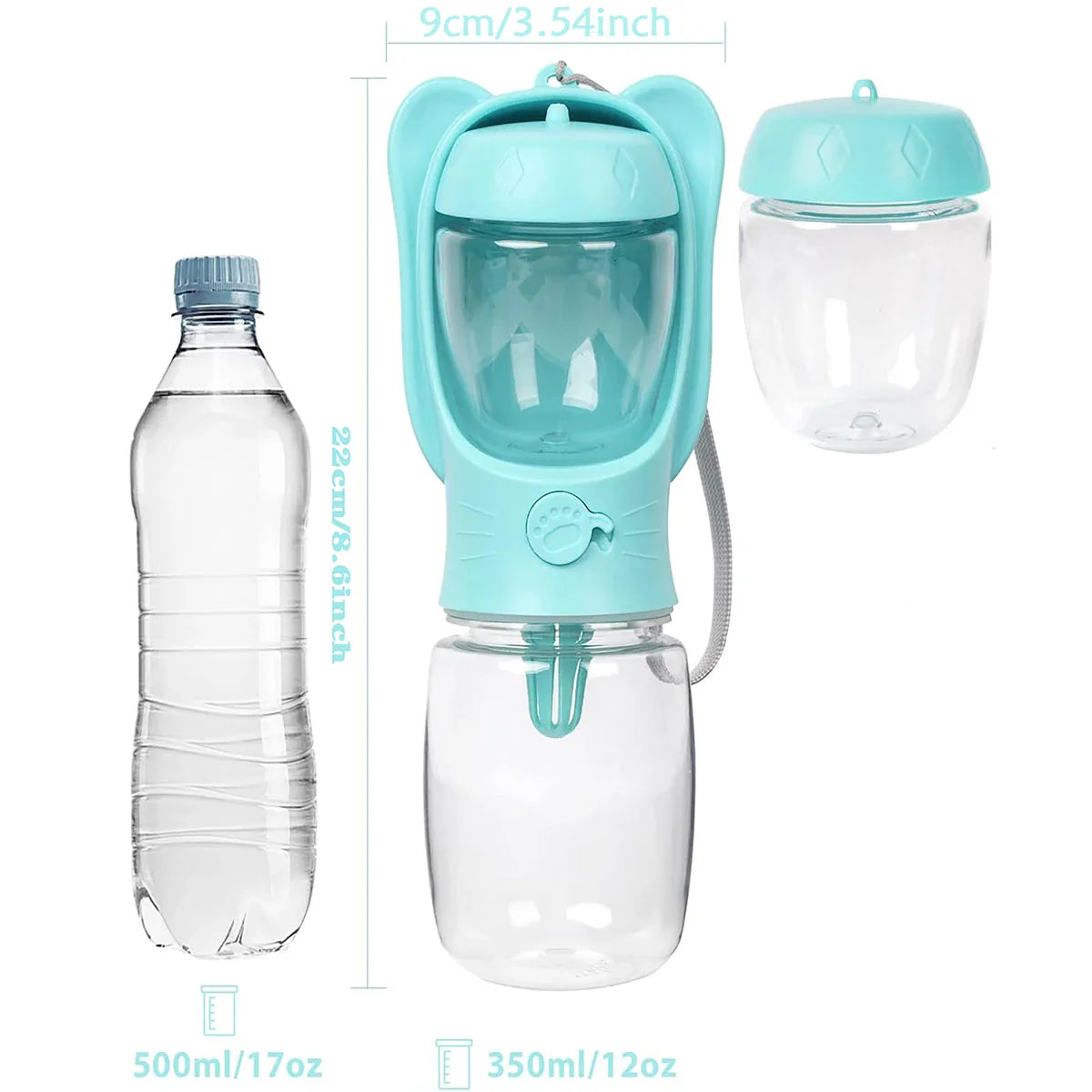 Dog Water Bottle with Food Container