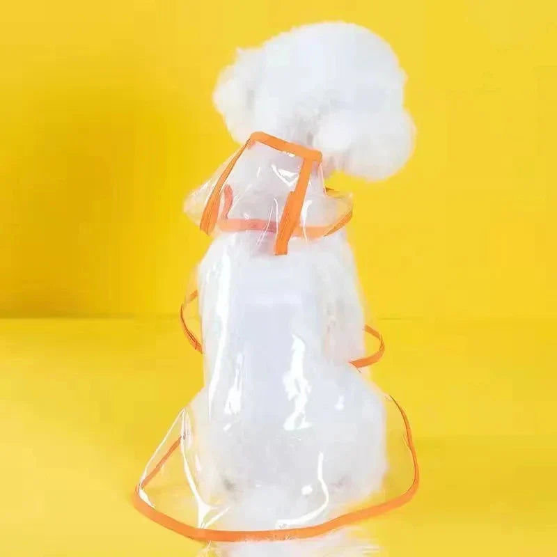 Transparent Hooded Dog Raincoat