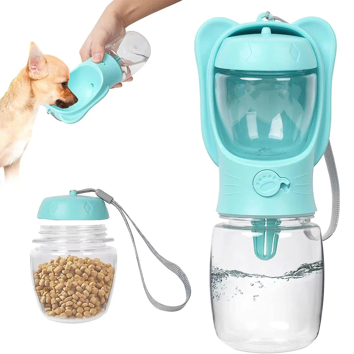 Dog Water Bottle with Food Container