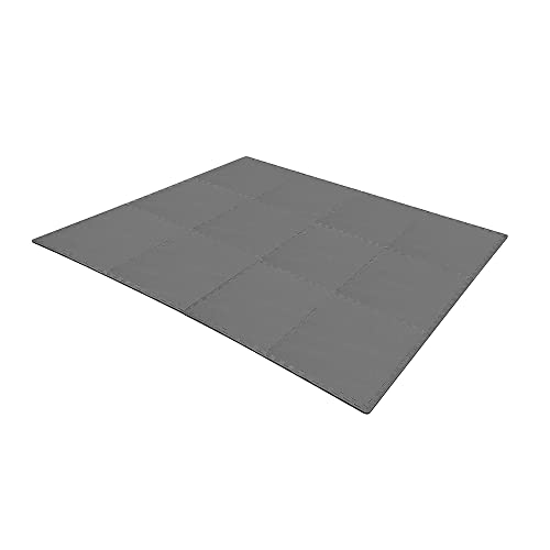 Fitvids Puzzle Exercise Mat with EVA Foam Interlocking Tiles for MMA, Exercise, Gymnastics and Home Gym Protective Flooring, 1/2" Thick, 48 Square Feet, Gray