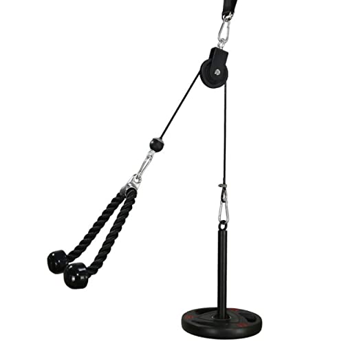 LFJ LAT Pull Down and Lift Weight Pulley System Cable Machine Pulley Attachment for Triceps Pull Down, Biceps Curl, Back, Forearm, Shoulder Home Gym Equipment (Set with Adjustable Bar)