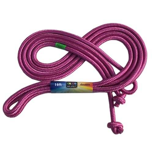 Just Jump It 16' Foot Single Jump Rope for Kids Women and Men - Active Outdoor Youth Fitness Excersing Equipment - Double Dutch Length Gym Accessories - Raspberry
