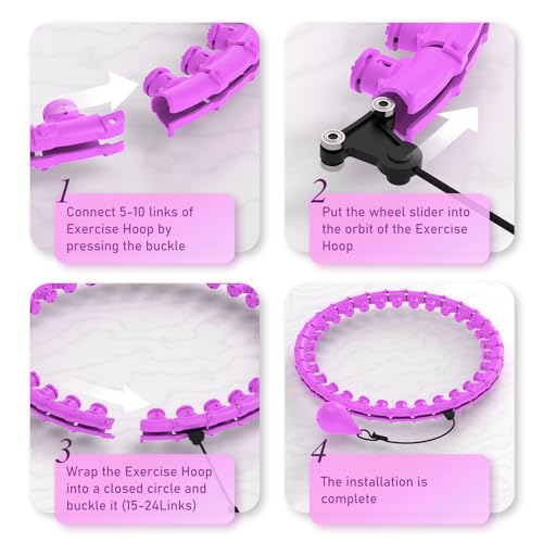 JKSHMYT Weighted Hula Circle Hoops for Adults Weight Loss, Infinity Fit Hoop Plus Size, 30 Detachable Links, Exercise Hoop for Women and Beginners (Purple)…