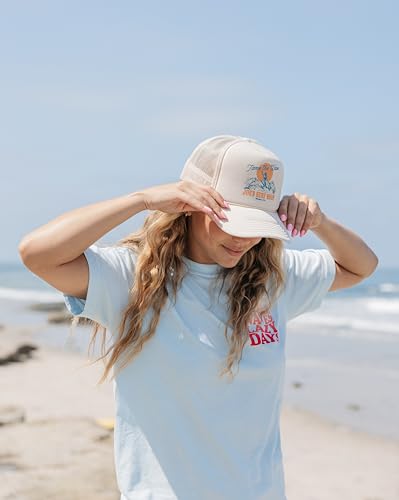 JOES SURF SHOP Diving Dolphins Foam Snapback Trucker Hat-Tan