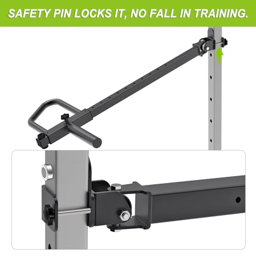 Kipika Adjustable Lever Arms for Power Rack - Jammer Arms Attachments for 2" x 2" Racks with 5/8" or 1" Holes - Compatible with 2-Inch Olympic Plates - Adjustable Height and Angle - 600 lbs Capacity