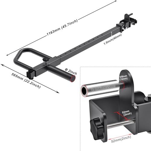 Kipika Adjustable Lever Arms for Power Rack - Jammer Arms Attachments for 2" x 2" Racks with 5/8" or 1" Holes - Compatible with 2-Inch Olympic Plates - Adjustable Height and Angle - 600 lbs Capacity