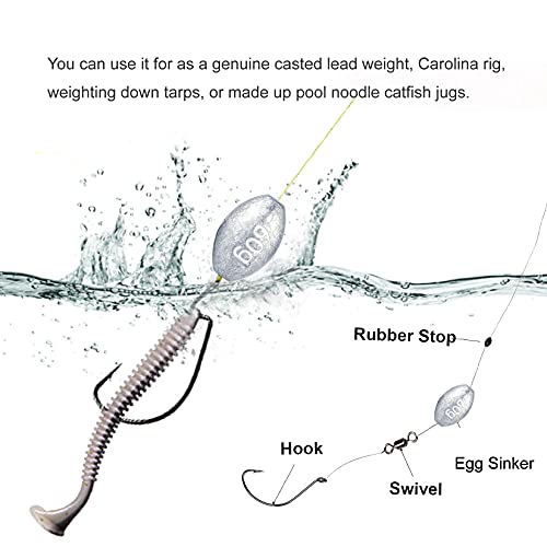 Egg Fishing Sinkers Weights Assortment Lead Oval Shape Bass Casting Worm Bullet Tackle for Saltwater Freshwater Fishing