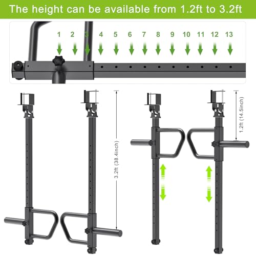 Kipika Adjustable Lever Arms for Power Rack - Jammer Arms Attachments for 3" x 3" Racks with 5/8" or 1" Holes - Compatible with 2-Inch Olympic Plates - Adjustable Height and Angle - 1 Pair