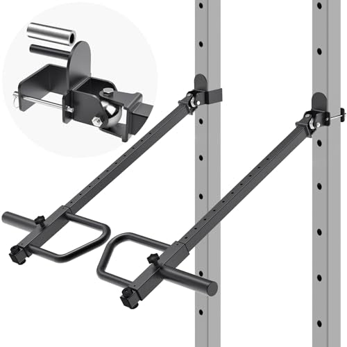 Kipika Adjustable Lever Arms for Power Rack - Jammer Arms Attachments for 3" x 3" Racks with 5/8" or 1" Holes - Compatible with 2-Inch Olympic Plates - Adjustable Height and Angle - 1 Pair
