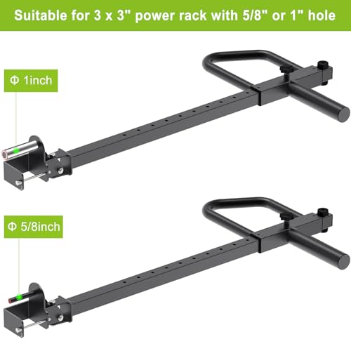 Kipika Adjustable Lever Arms for Power Rack - Jammer Arms Attachments for 3" x 3" Racks with 5/8" or 1" Holes - Compatible with 2-Inch Olympic Plates - Adjustable Height and Angle - 1 Pair