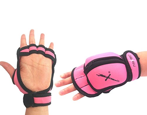 MaxxMMA Adjustable Weighted Gloves, 2 lb. Set - Removable Weight (2 x 0.5 lb. Each Glove) for Sculpting MMA Kickboxing Cardio Aerobics Hand Speed Coordination Shoulder Strength (Pink)