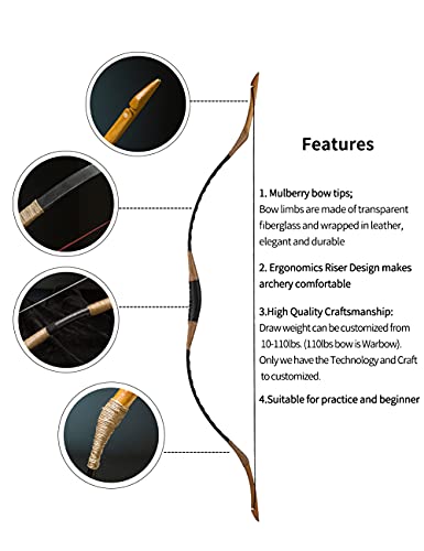 Hungarian Style Handmade Longbow Flagella Recurve Horsebow Archery 30LB