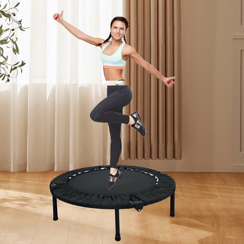 Trampoline, Portable Foldable Trampoline in-Home Mini Rebounder, Exercise Trampoline for Adults, 40" Max Load 330lbs (Black)