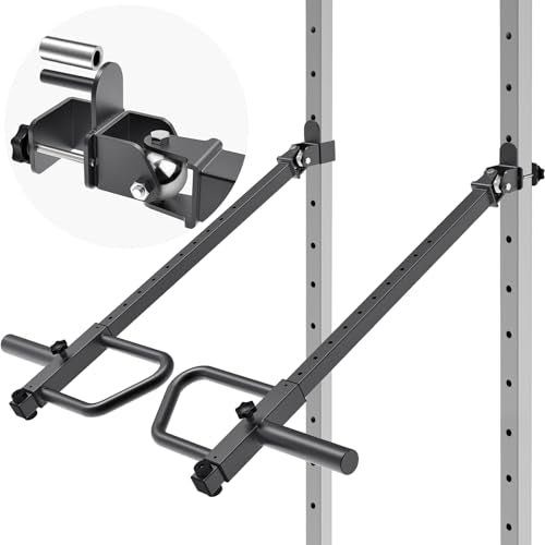 Kipika Adjustable Lever Arms for Power Rack - Jammer Arms Attachments for 2" x 2" Racks with 5/8" or 1" Holes - Compatible with 2-Inch Olympic Plates - Adjustable Height and Angle - 600 lbs Capacity