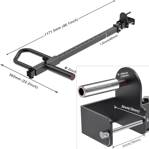 Kipika Adjustable Lever Arms for Power Rack - Jammer Arms Attachments for 3" x 3" Racks with 5/8" or 1" Holes - Compatible with 2-Inch Olympic Plates - Adjustable Height and Angle - 1 Pair