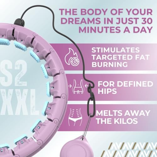 Swiss Activa+ S2 XXL Smart Hula Hoop Adult - Up to 47in for Plus Size XXL - Won't Fall Off - Weight Loss Hoop for Women - Smart Fitness Hula Hoop with Weight