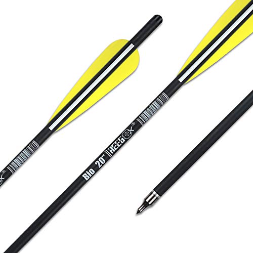 REEGOX Crossbow Bolts 16/18/20 inch Bio Crossbow Arrows with Moon Nocks and Removable Tips (Pack of 12) (20"-Yellow)