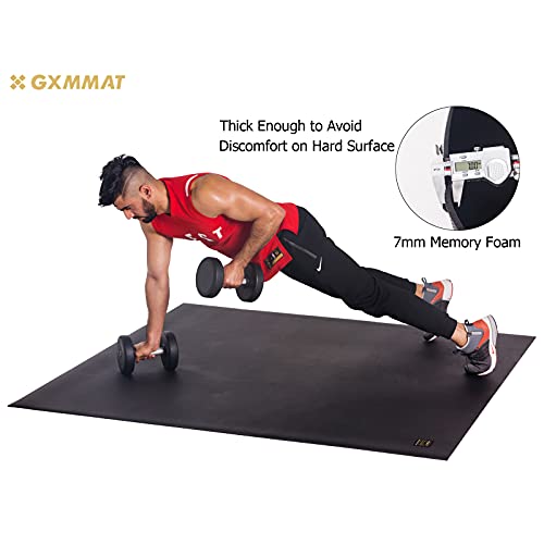 Gxmmat Large Exercise Mat 6'x4'x7mm, Thick Workout Mats for Home Gym Flooring, Extra Wide Non-Slip Durable Cardio Mat, High Density, Shoe Friendly, Perfect for Plyo, MMA, Jump Rope, Stretch, Fitness