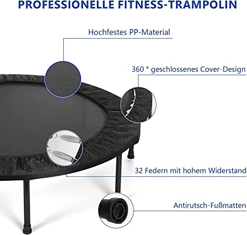 Trampoline, Portable Foldable Trampoline in-Home Mini Rebounder, Exercise Trampoline for Adults, 40" Max Load 330lbs (Black)