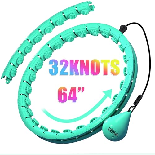 ZIBTREK Infinity Weighted Fitness Hoop for Adults, Smart Hula Circle Hoops with 32 Detachable Knots, Adjustable Waist Ring with Auto-Spinning Ball, Designed for Home Workouts and Full-Body Exercise
