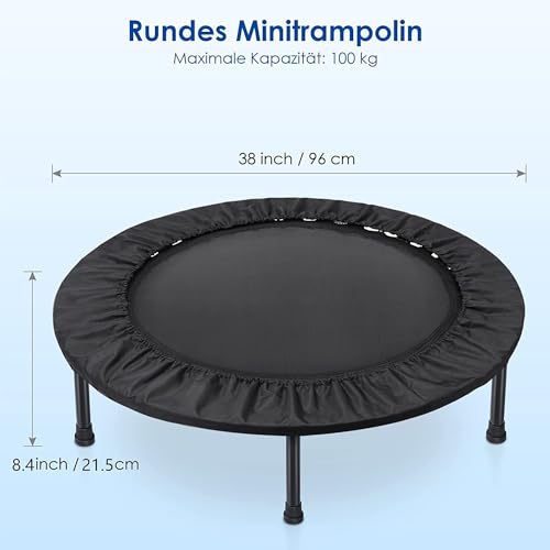 Trampoline, Portable Foldable Trampoline in-Home Mini Rebounder, Exercise Trampoline for Adults, 40" Max Load 330lbs (Black)