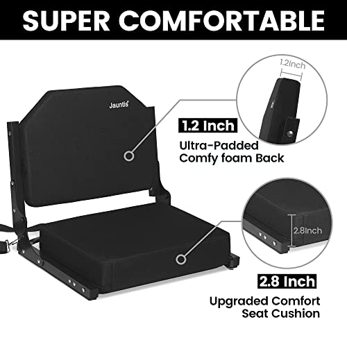 Jauntis Stadium Seating for Bleachers, Bleacher Seats with Ultra Padded Comfy Foam Backs and Cushion, Wide Portable Stadium Chairs with Back Support and Shoulder Strap