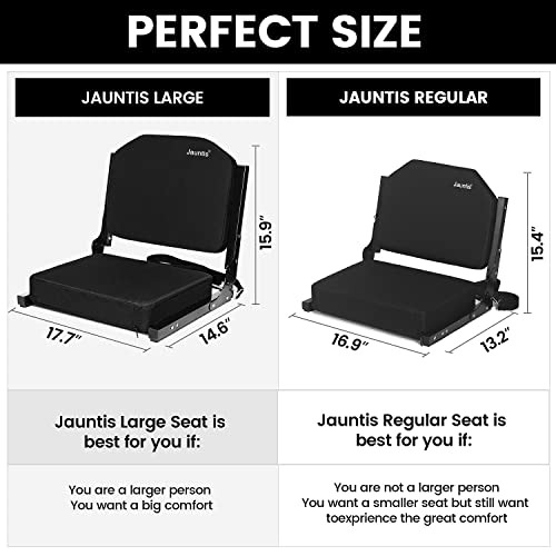 Jauntis Stadium Seating for Bleachers, Bleacher Seats with Ultra Padded Comfy Foam Backs and Cushion, Wide Portable Stadium Chairs with Back Support and Shoulder Strap