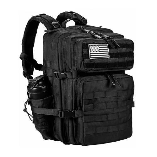 LHI Military Tactical Backpack for Men and Women 45L Army 3 Days Assault Pack Bag Large Rucksack with Molle System - Leopard