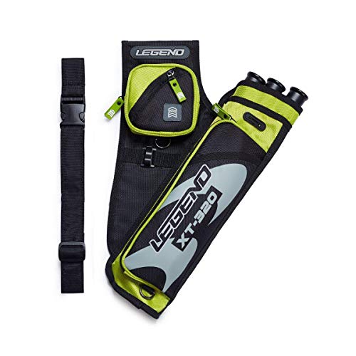Legend XT320 Archery Quivers - Left Handed Nylon Hip Quivers with 3 Arrow Tube Cases for Target Shooting - Adjustable Waist Belt, T-Slot, Compartments for Accessories, Tools, Release Tab - Blue