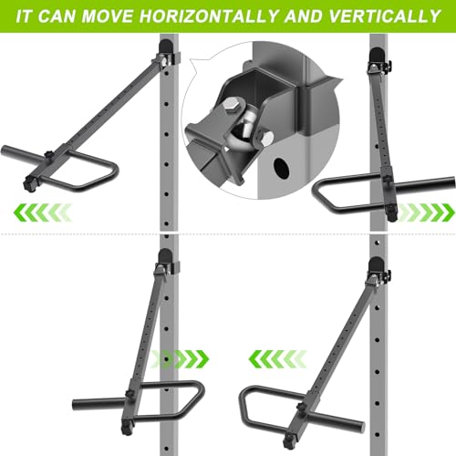 Kipika Adjustable Lever Arms for Power Rack - Jammer Arms Attachments for 3" x 3" Racks with 5/8" or 1" Holes - Compatible with 2-Inch Olympic Plates - Adjustable Height and Angle - 1 Pair